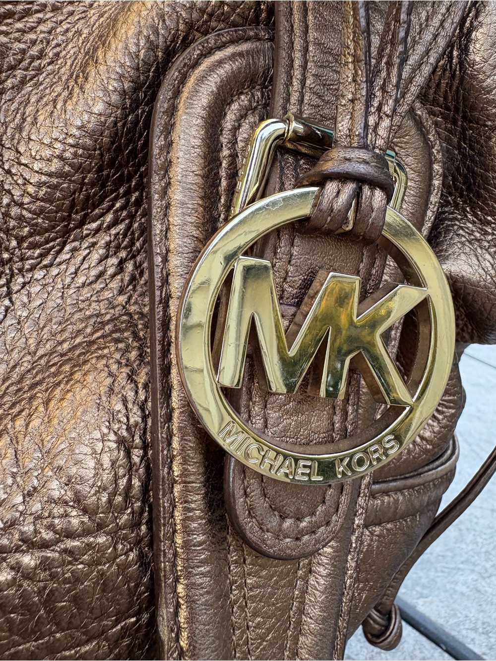 Michael Kors Metallic Brown Leather Satchel - Picture 2 of 16